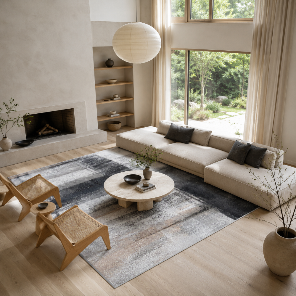 Tapis Moderne Design Anthracite et Taupe - Nova