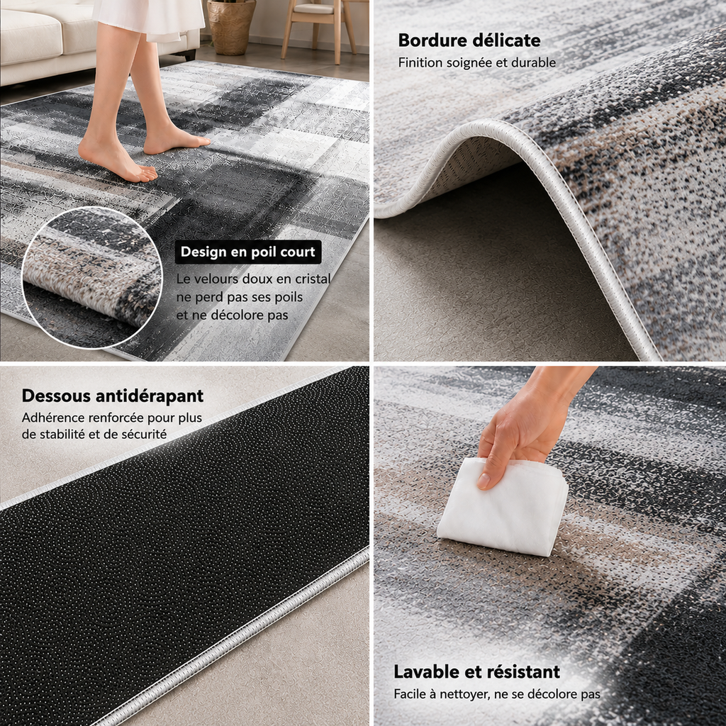 Tapis Moderne Design Anthracite et Taupe - Nova