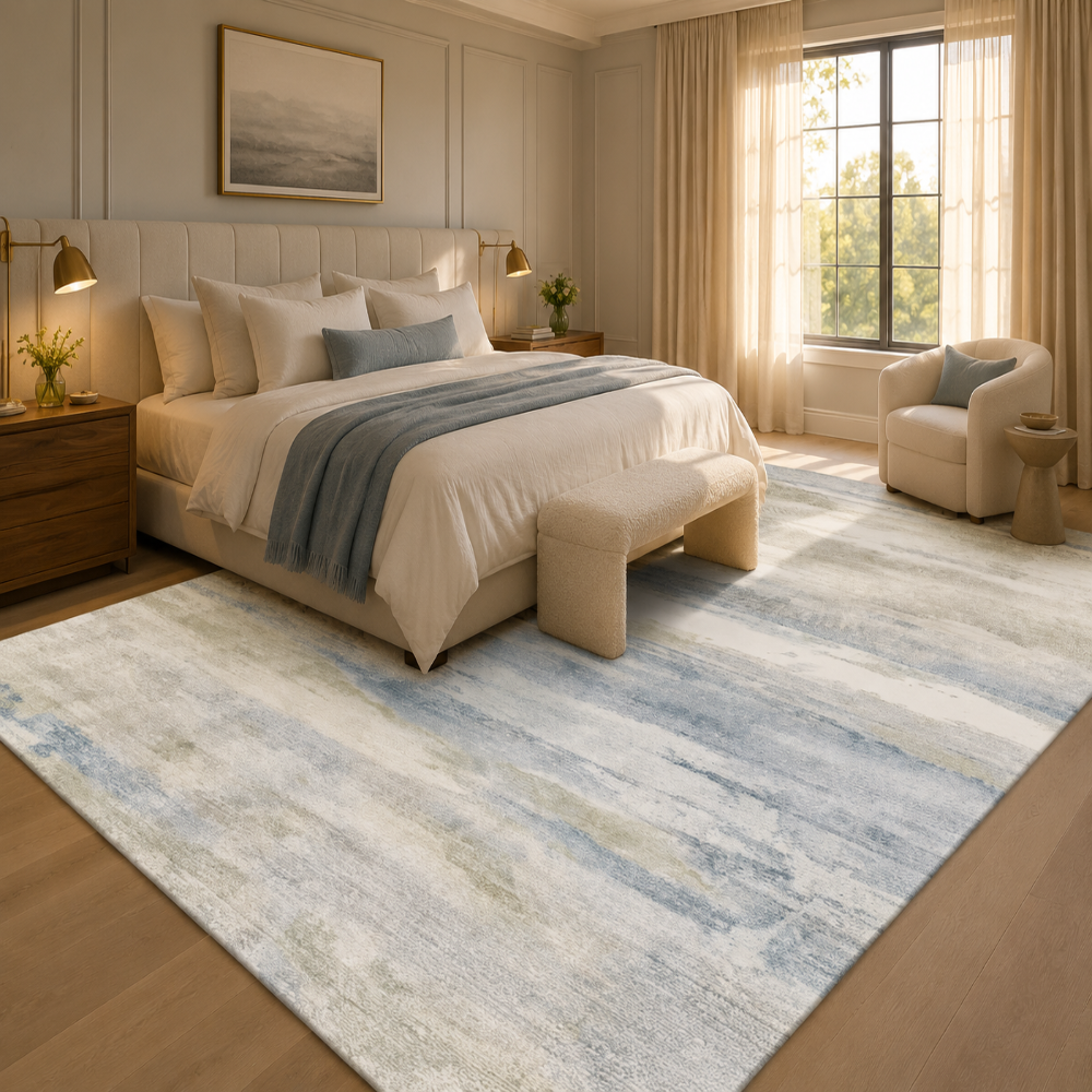 Tapis Moderne Design Bleu ciel et Ivoire - Azur