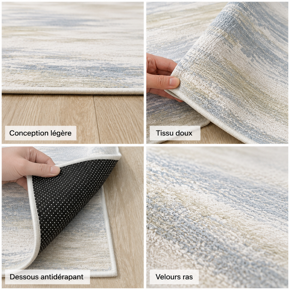 Tapis Moderne Design Bleu ciel et Ivoire - Azur