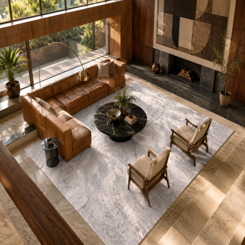 Tapis Modern Design Gris Perle et Beige - Marbella