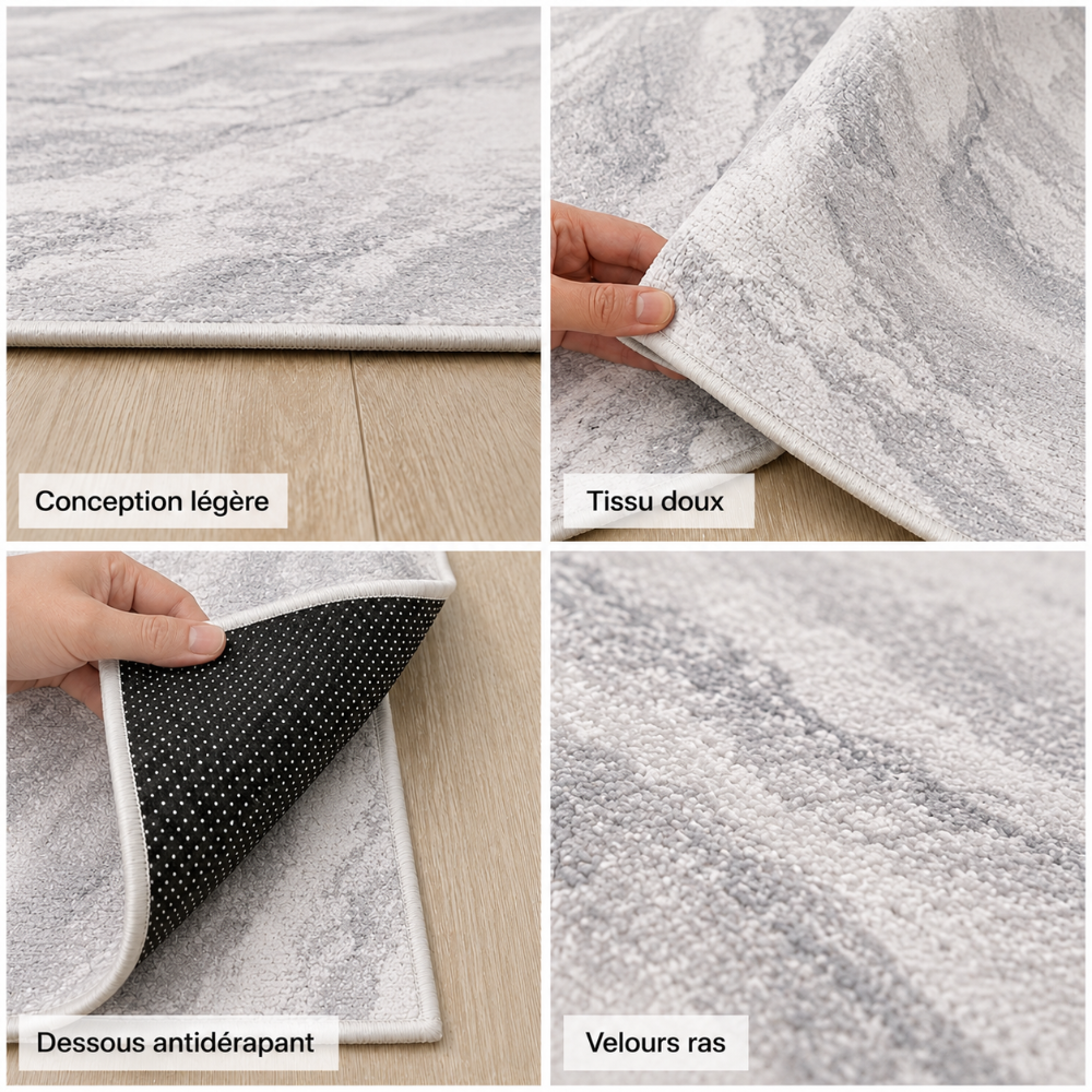 Tapis Modern Design Gris Perle et Beige - Marbella