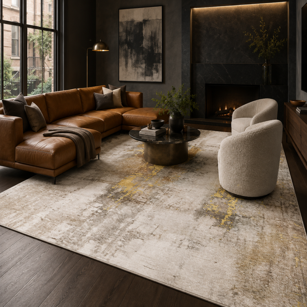 Tapis Modern Design Beige et Or - Imperia