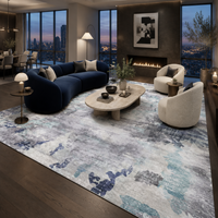 Tapis Moderne Design Gris et Bleu - Boréal