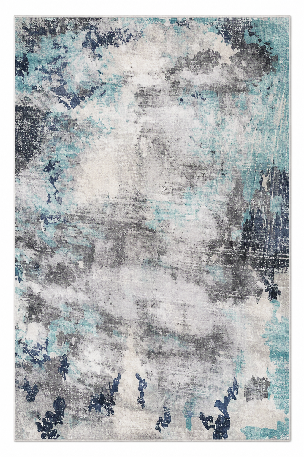 Tapis Moderne Design Gris et Bleu - Boréal