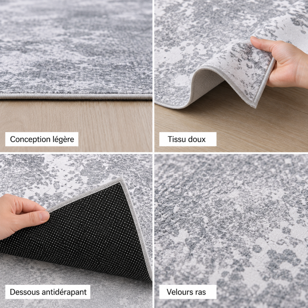 Tapis Modern Design Gris et Blanc - Brume