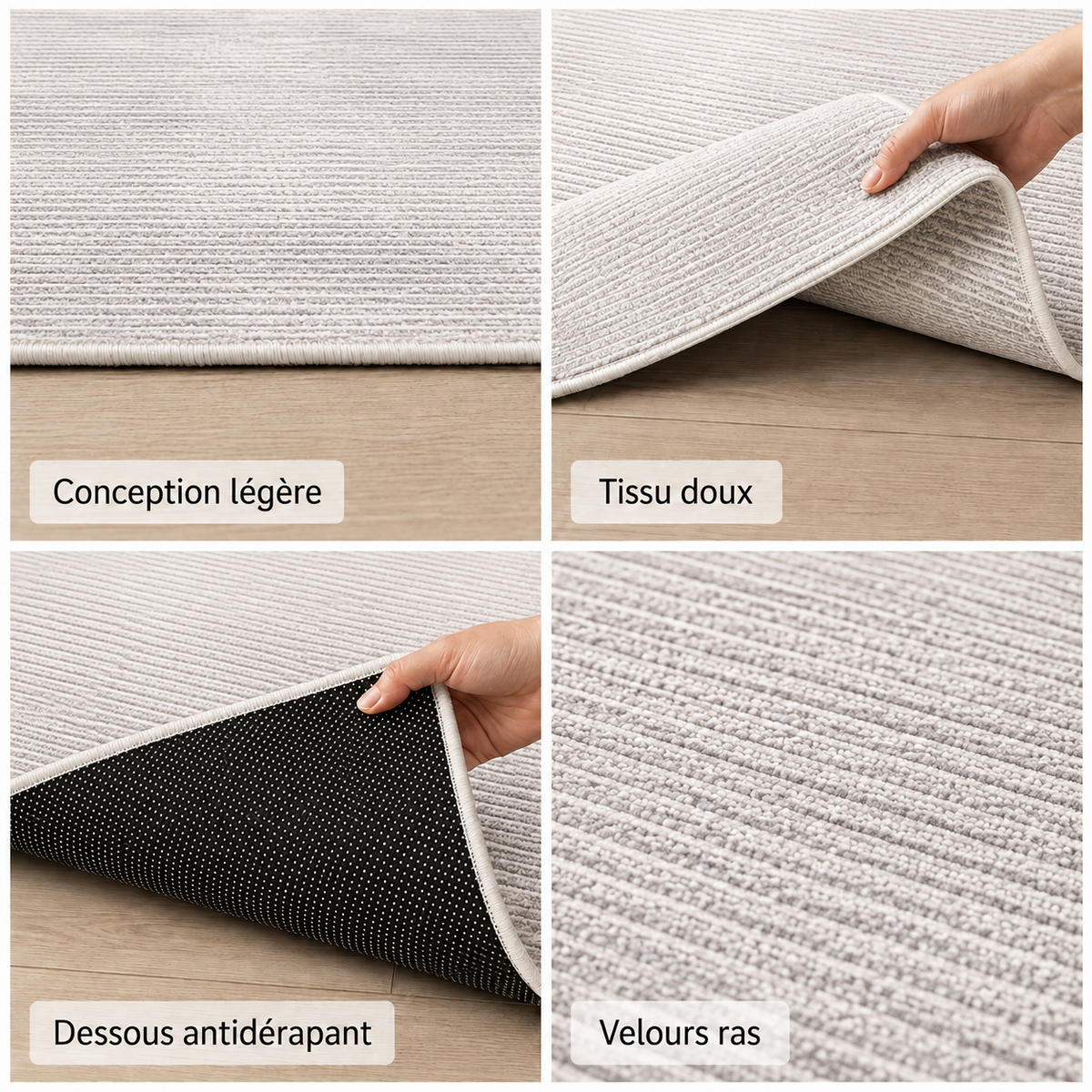 Tapis Modern Design Gris Perle et Blanc - Nébula
