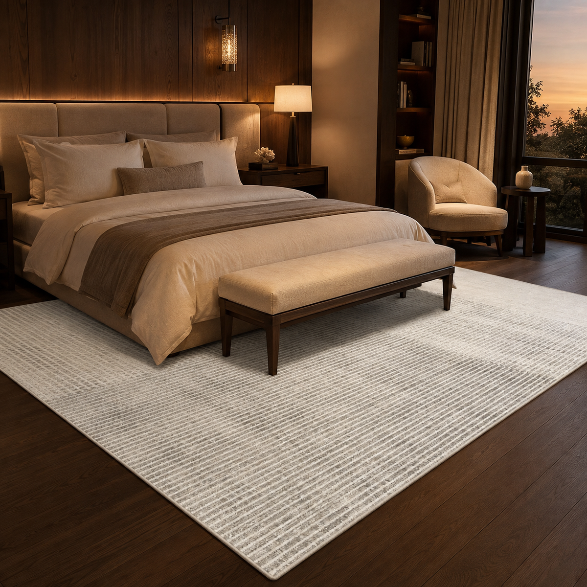 Tapis Modern Design Gris Perle et Blanc - Nébula