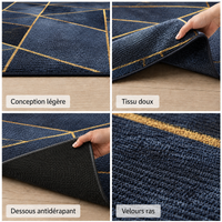 Tapis Géométrique Bleu Nuit et Doré - Noctis