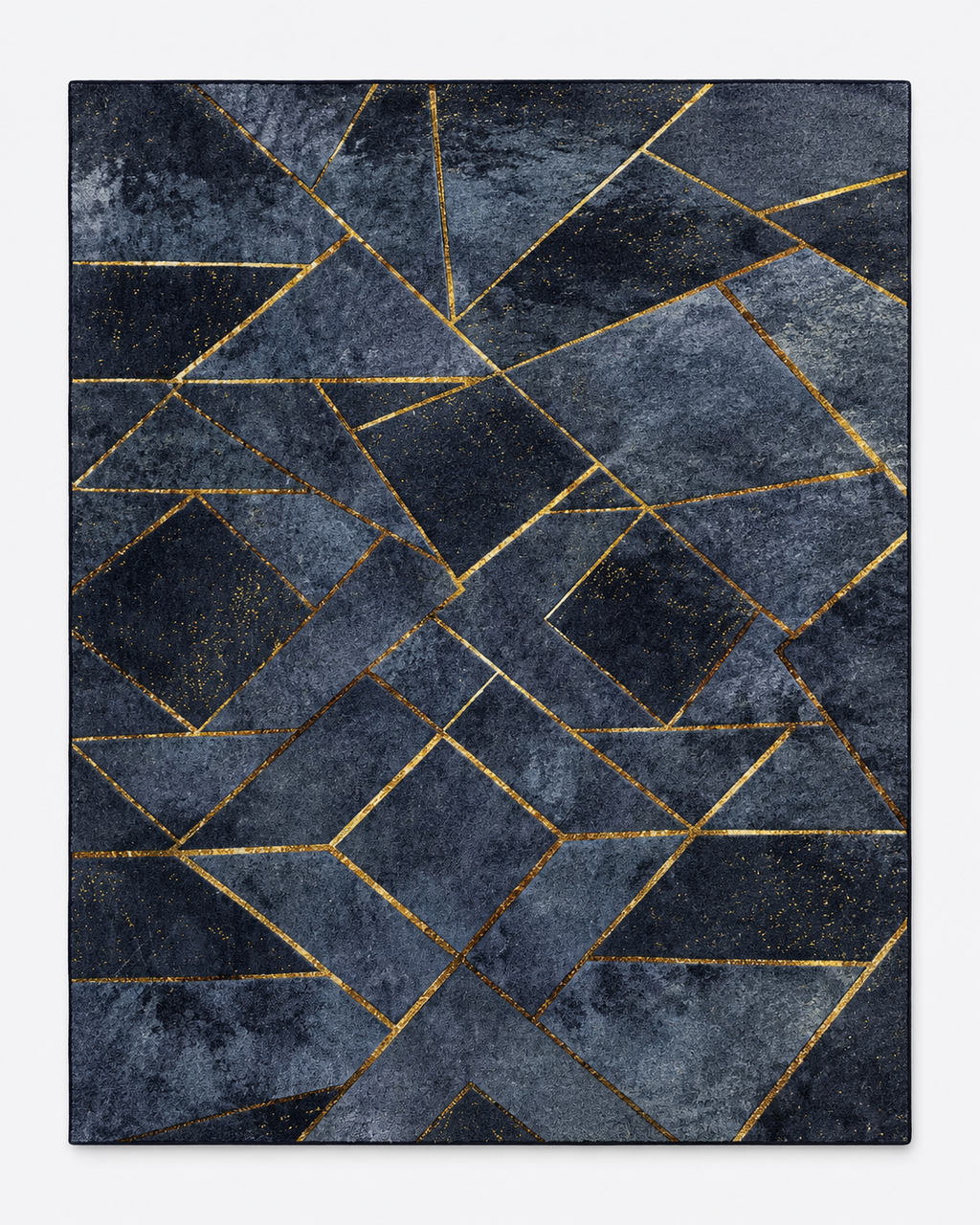 Tapis Géométrique Bleu Nuit et Doré - Noctis