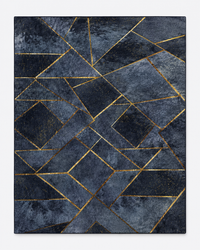 Tapis Géométrique Bleu Nuit et Doré - Noctis