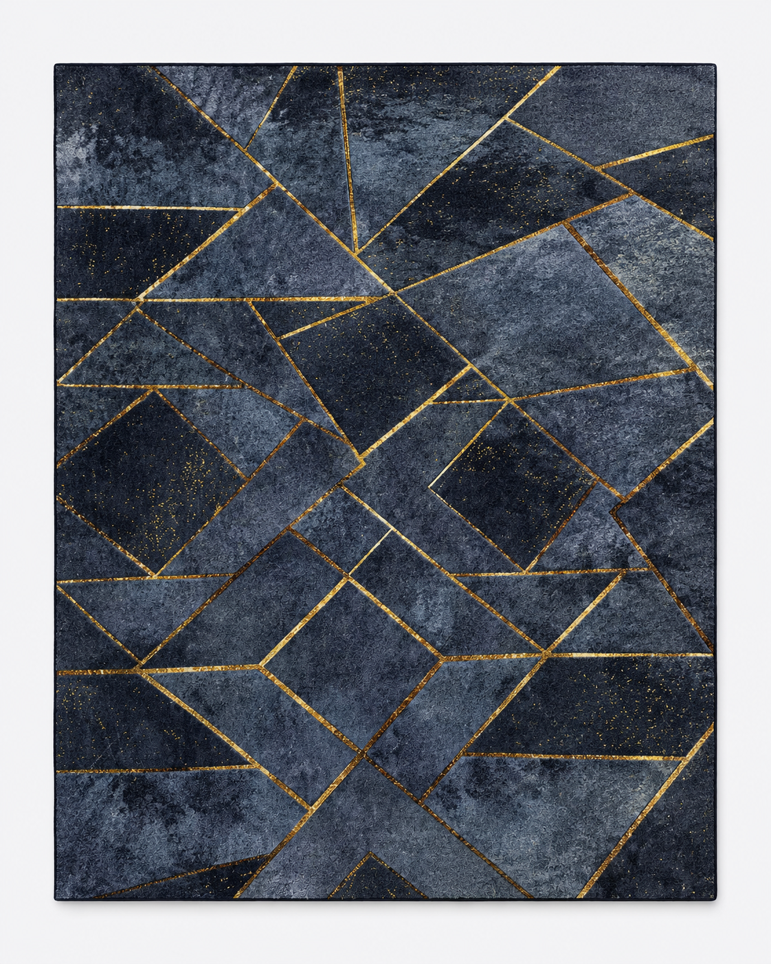Tapis Géométrique Bleu Nuit et Doré - Noctis