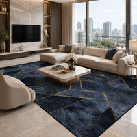 Tapis Géométrique Bleu Nuit et Doré - Noctis