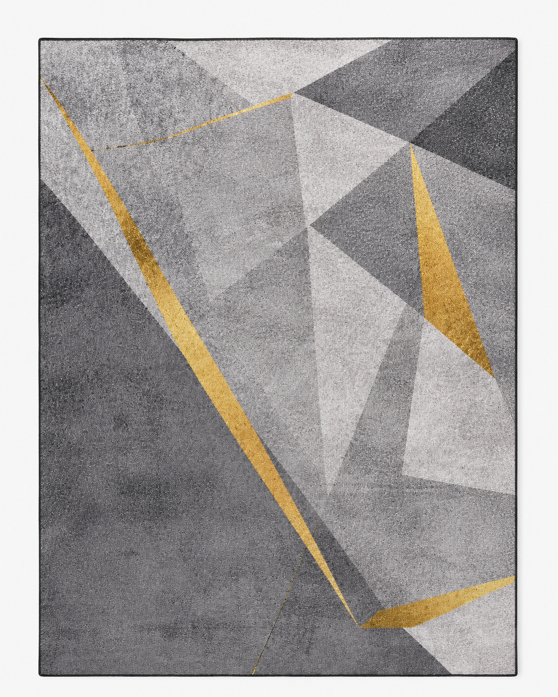 Tapis Géométrique Gris et Or - Aura