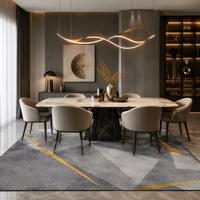 Tapis Géométrique Gris et Or - Aura