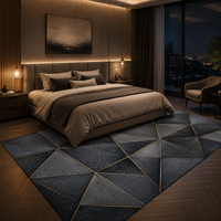 Tapis Géométrique Noir et Or - Noctis