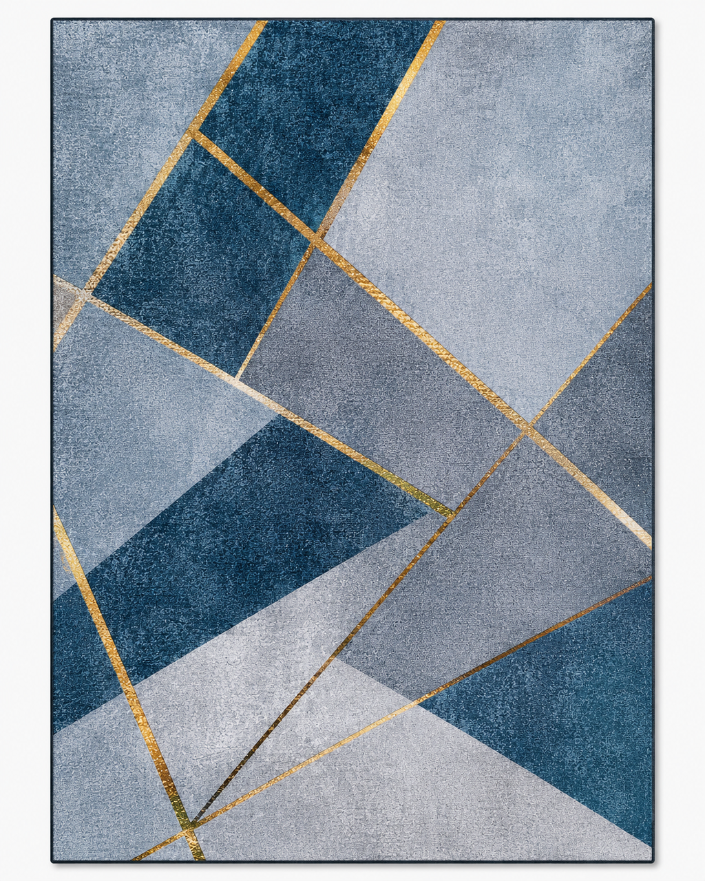 Tapis Géométrique Bleu et Or - Celestia
