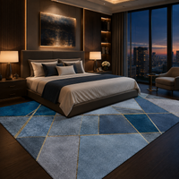 Tapis Géométrique Bleu et Or - Celestia
