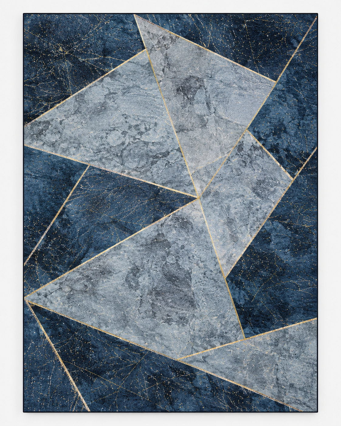 Tapis Géométrique Bleu et Or - Saphir