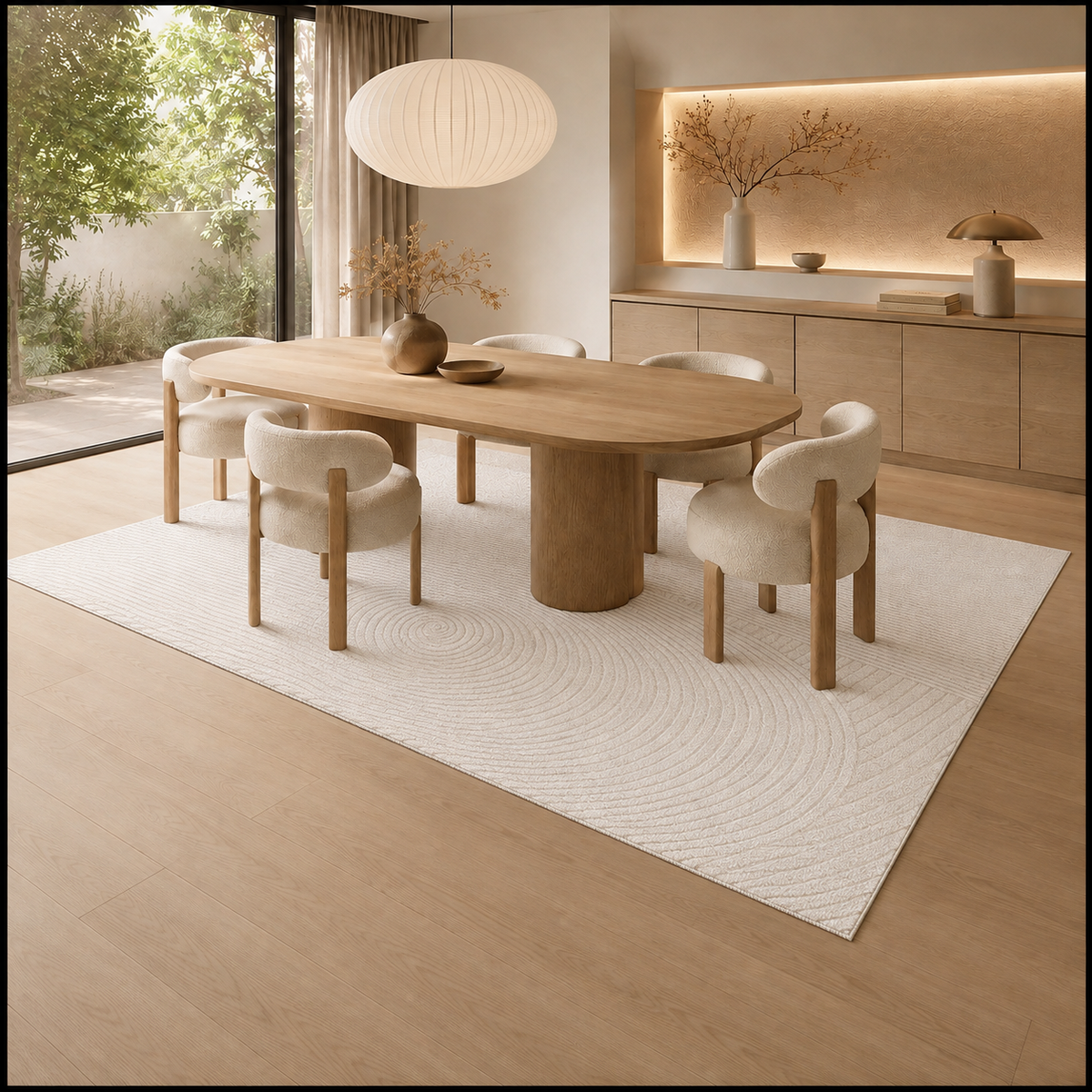 Tapis Scandinave Ivoire - Onde
