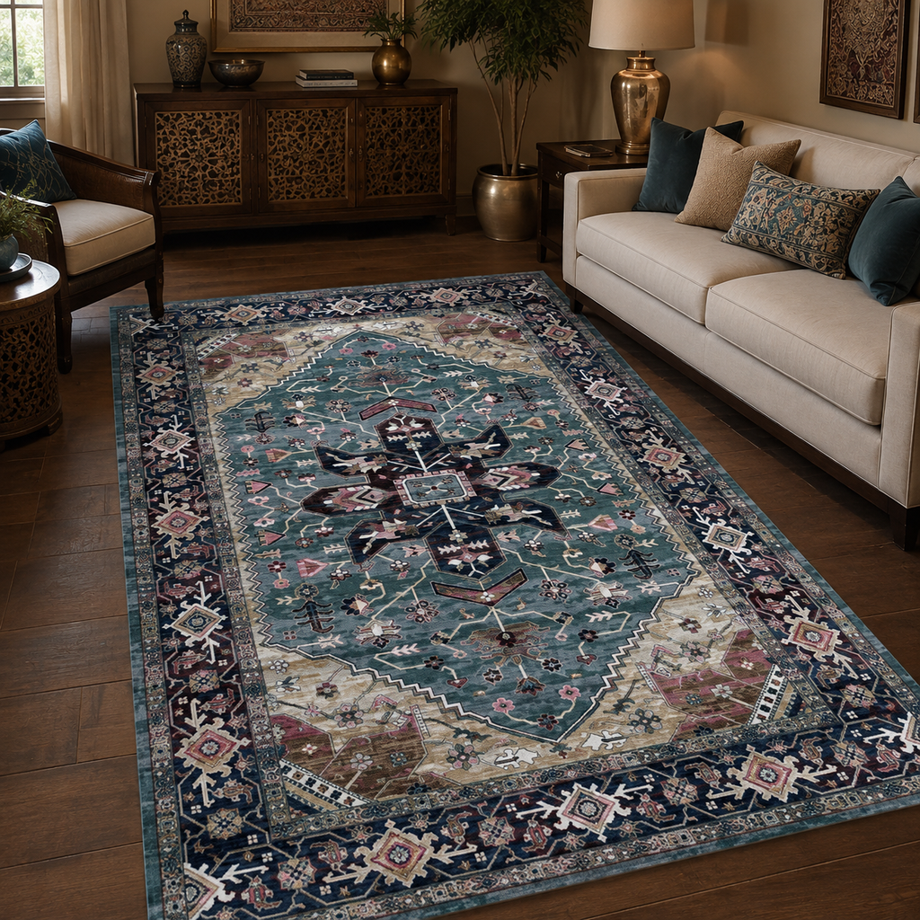 Tapis Oriental Bleu et Vert - Atlas