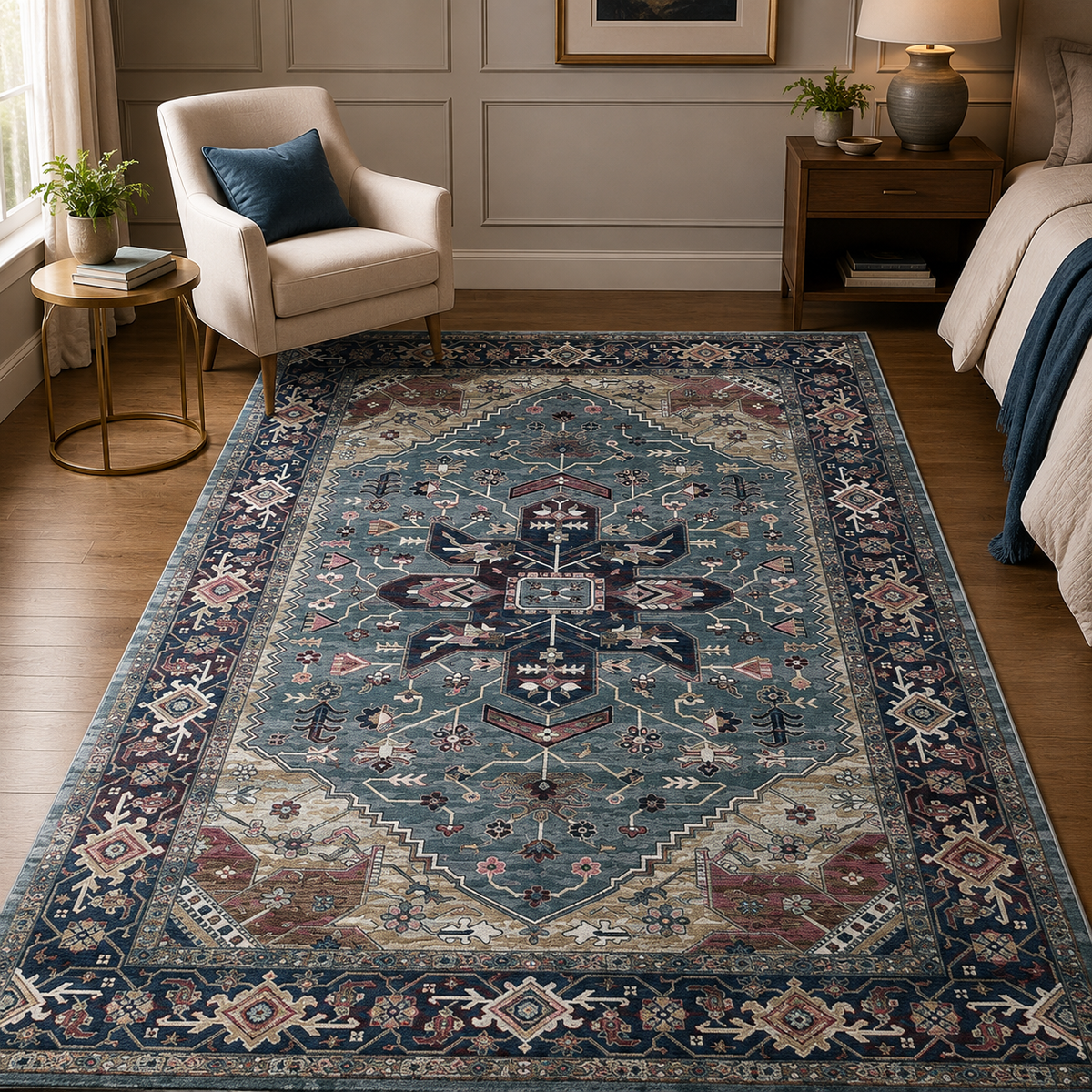 Tapis Oriental Bleu et Vert - Atlas
