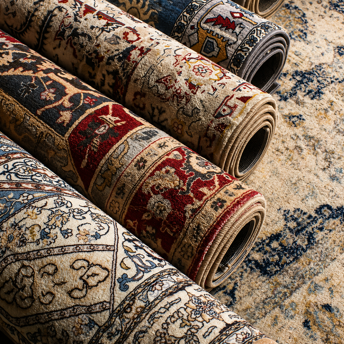Tapis Oriental Bordeaux et Bleu - Iskandar