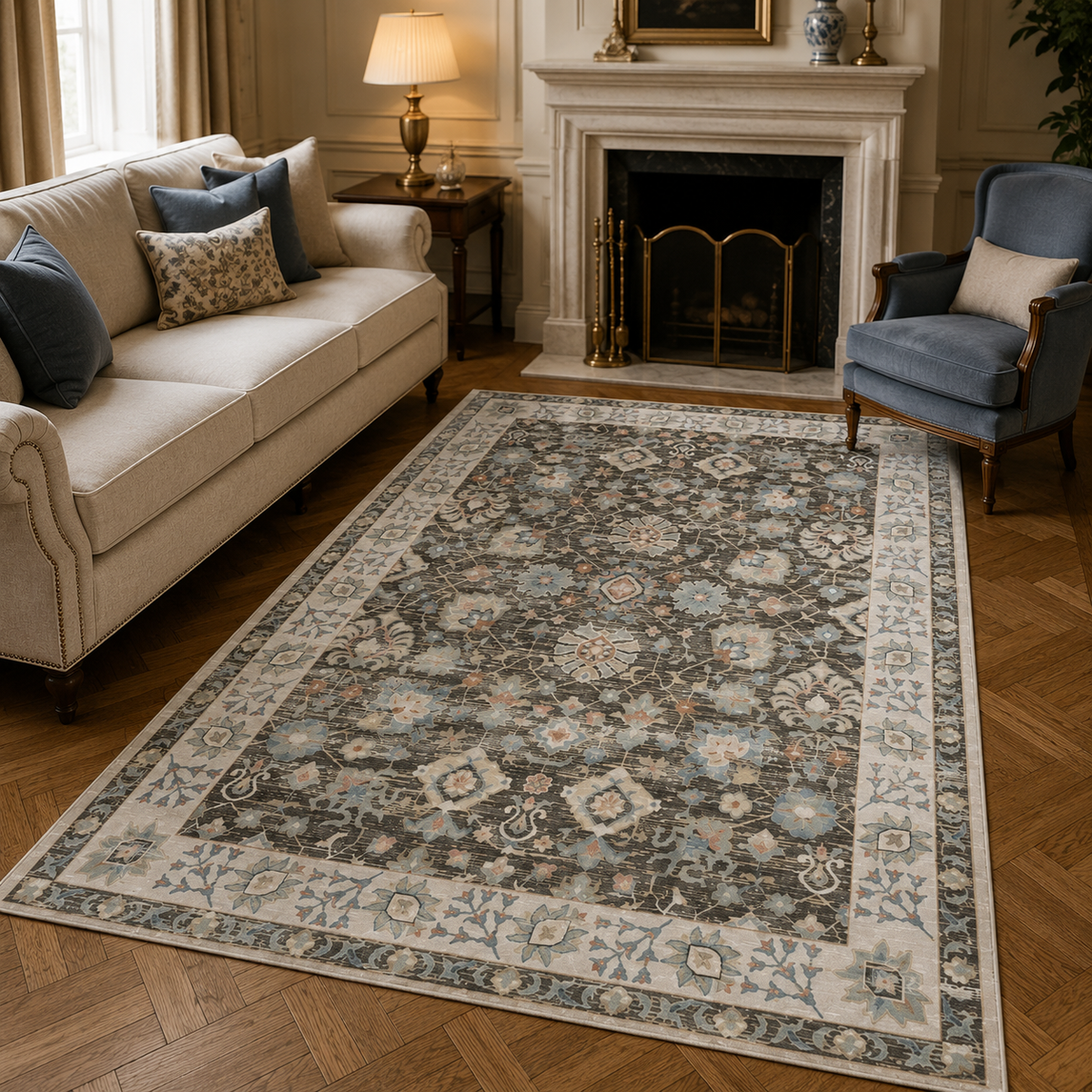 Tapis Oriental Gris et Beige - Samir