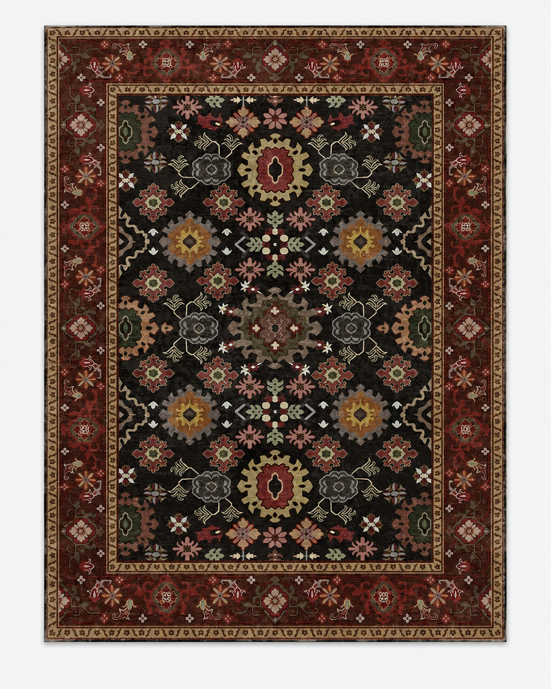 Tapis Oriental Rouge et Noir - Kaysan