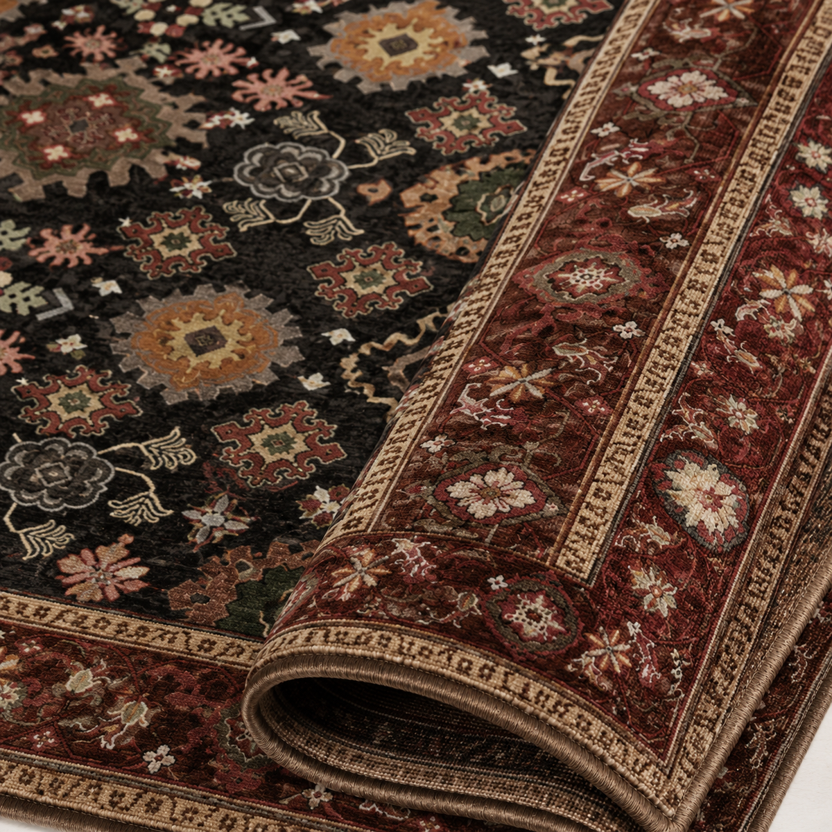Tapis Oriental Rouge et Noir - Kaysan