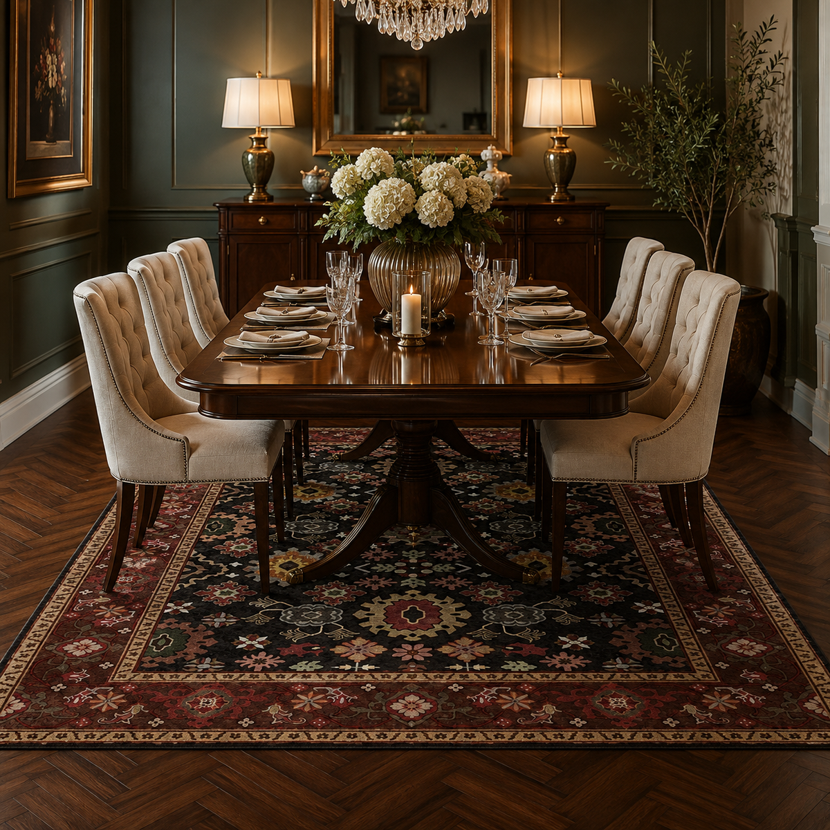 Tapis Oriental Rouge et Noir - Kaysan