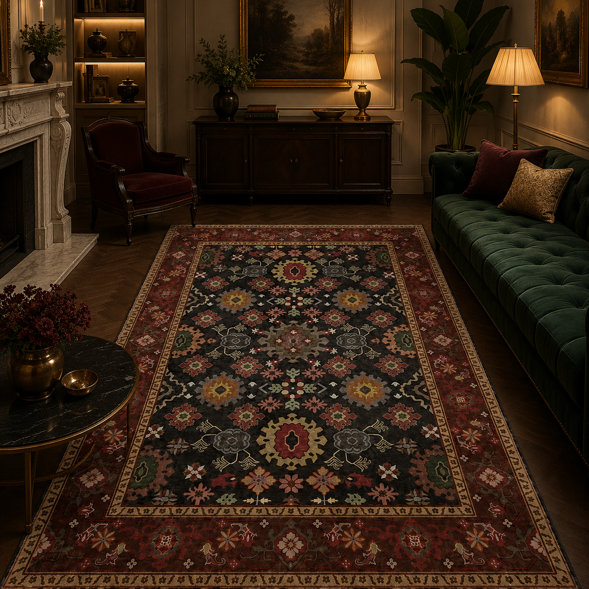 Tapis Oriental Rouge et Noir - Kaysan