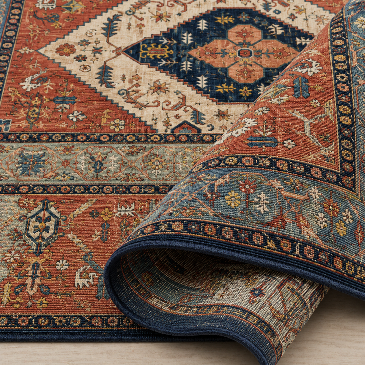 Tapis Oriental Terracotta Bleu - Rayan