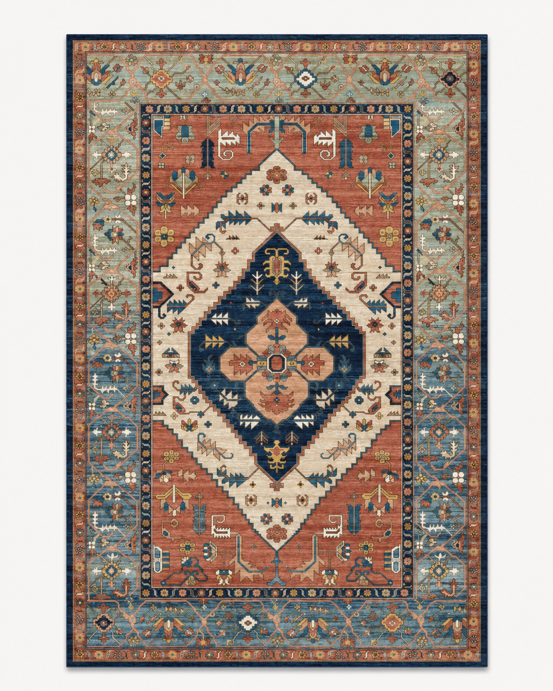 Tapis Oriental Terracotta Bleu - Rayan