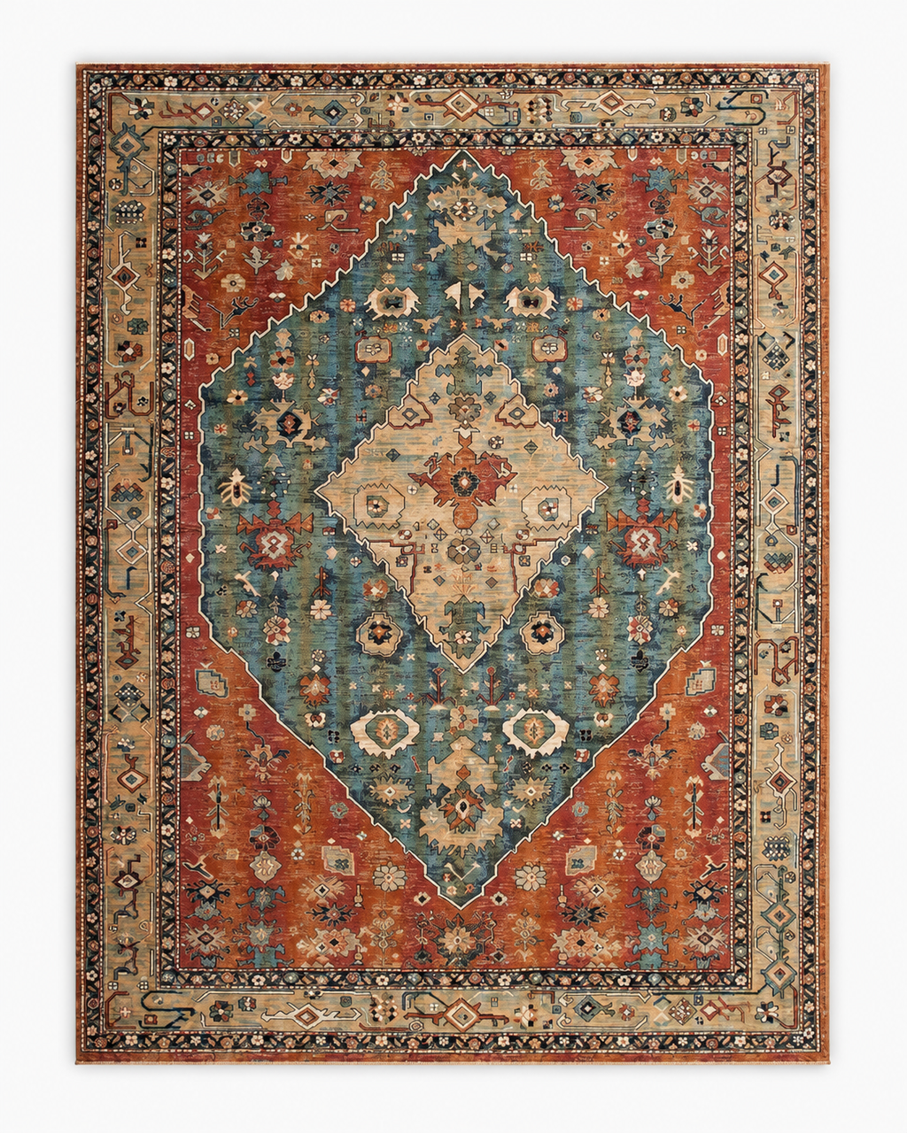Tapis Oriental Bleu Terracotta - Nadir