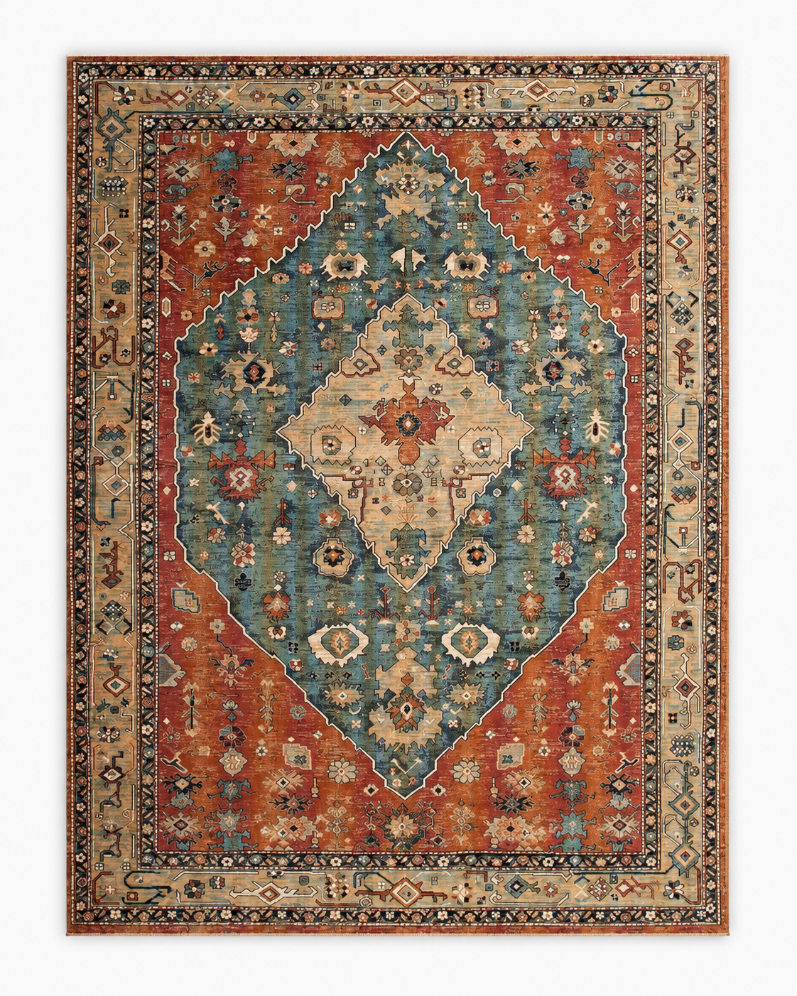 Tapis Oriental Bleu Terracotta - Nadir