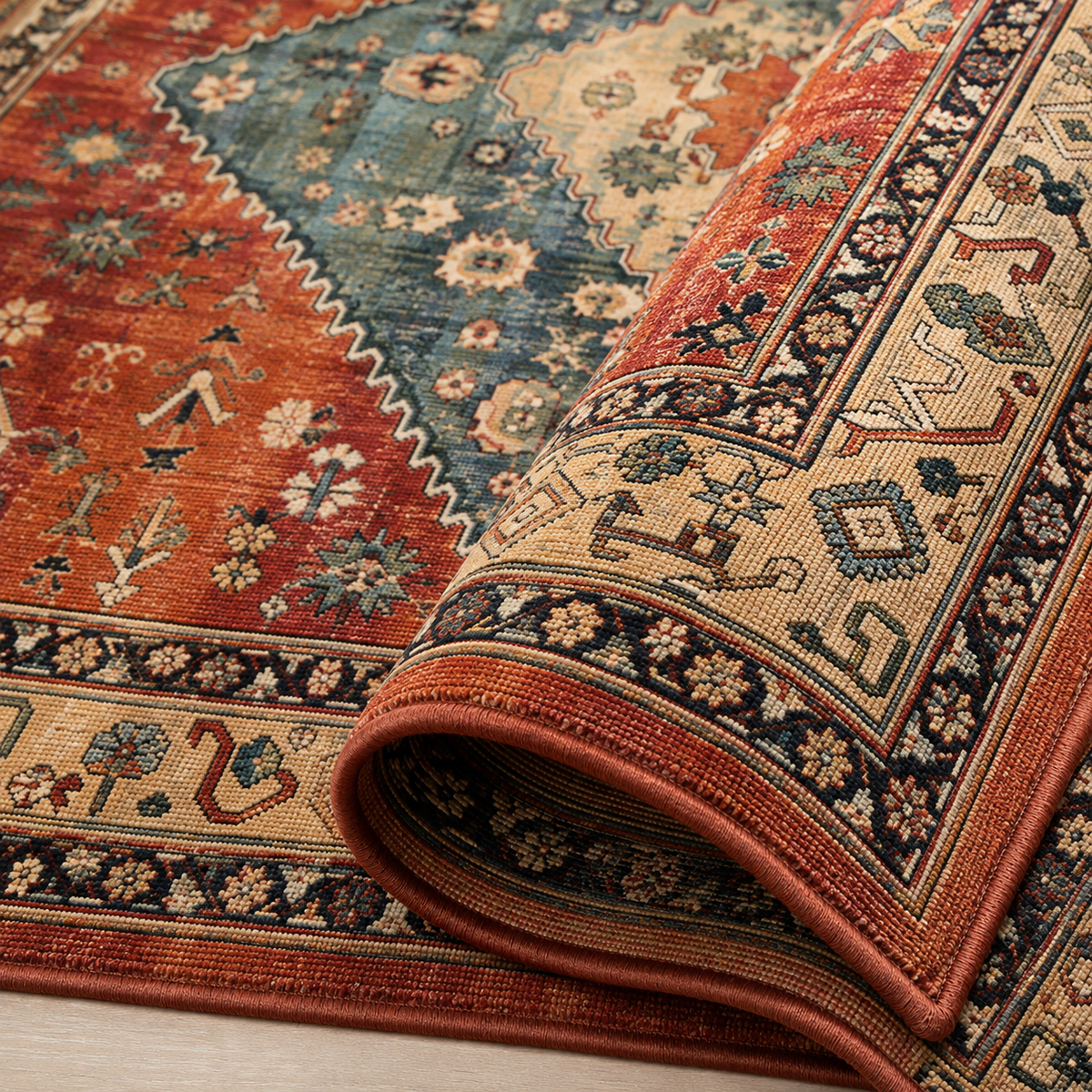 Tapis Oriental Bleu Terracotta - Nadir