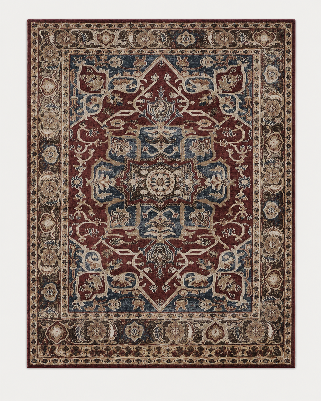Tapis Oriental Bordeaux et Bleu - Iskandar