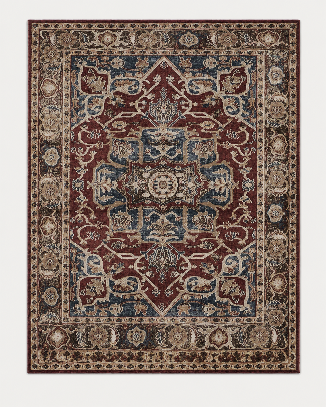 Tapis Oriental Bordeaux et Bleu - Iskandar