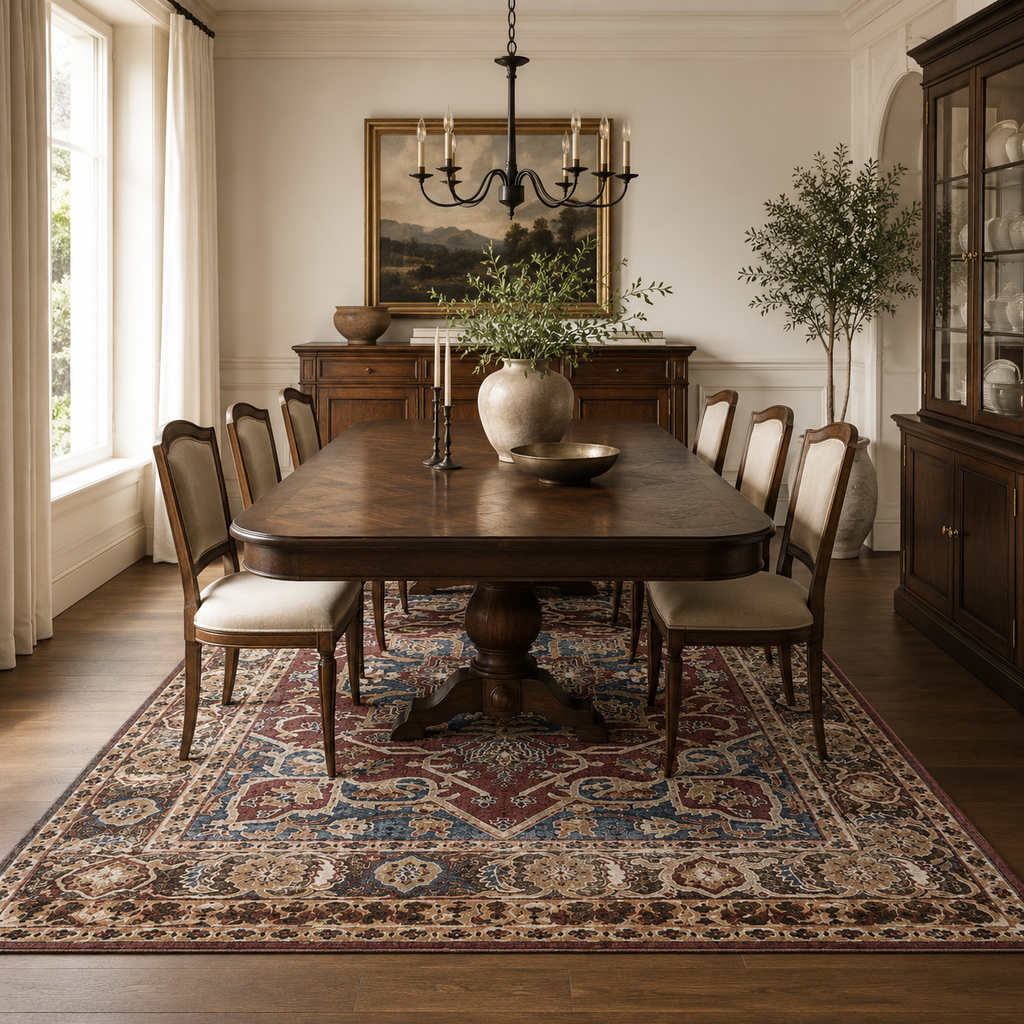 Tapis Oriental Bordeaux et Bleu - Iskandar
