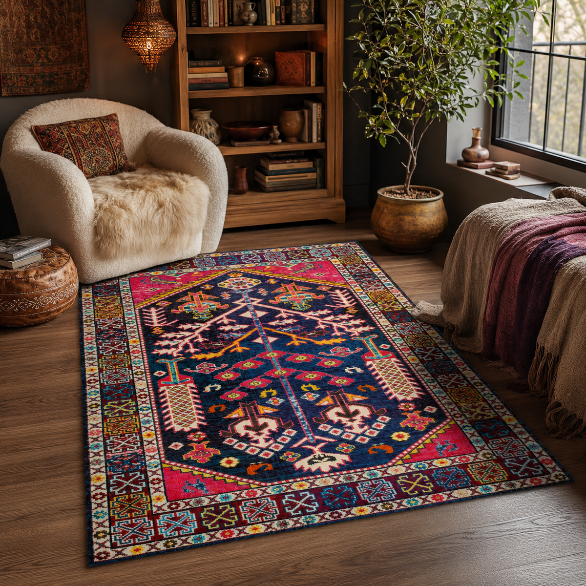 Tapis Oriental Bleu Multicolore - Darya