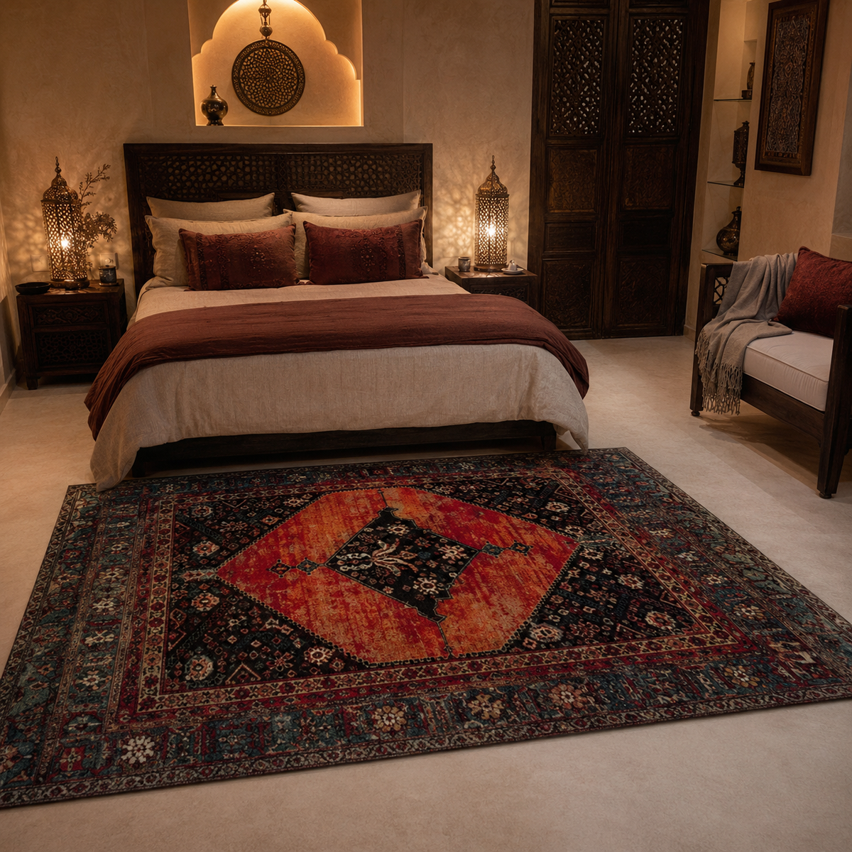 Tapis Oriental Rouge et Orange - Zafir