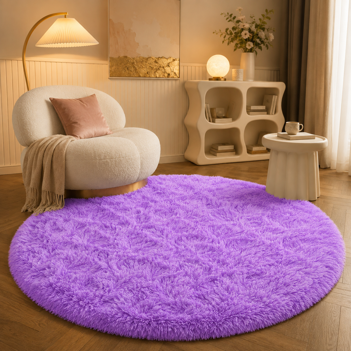 Tapis Shaggy / Poils long Rond - Noma