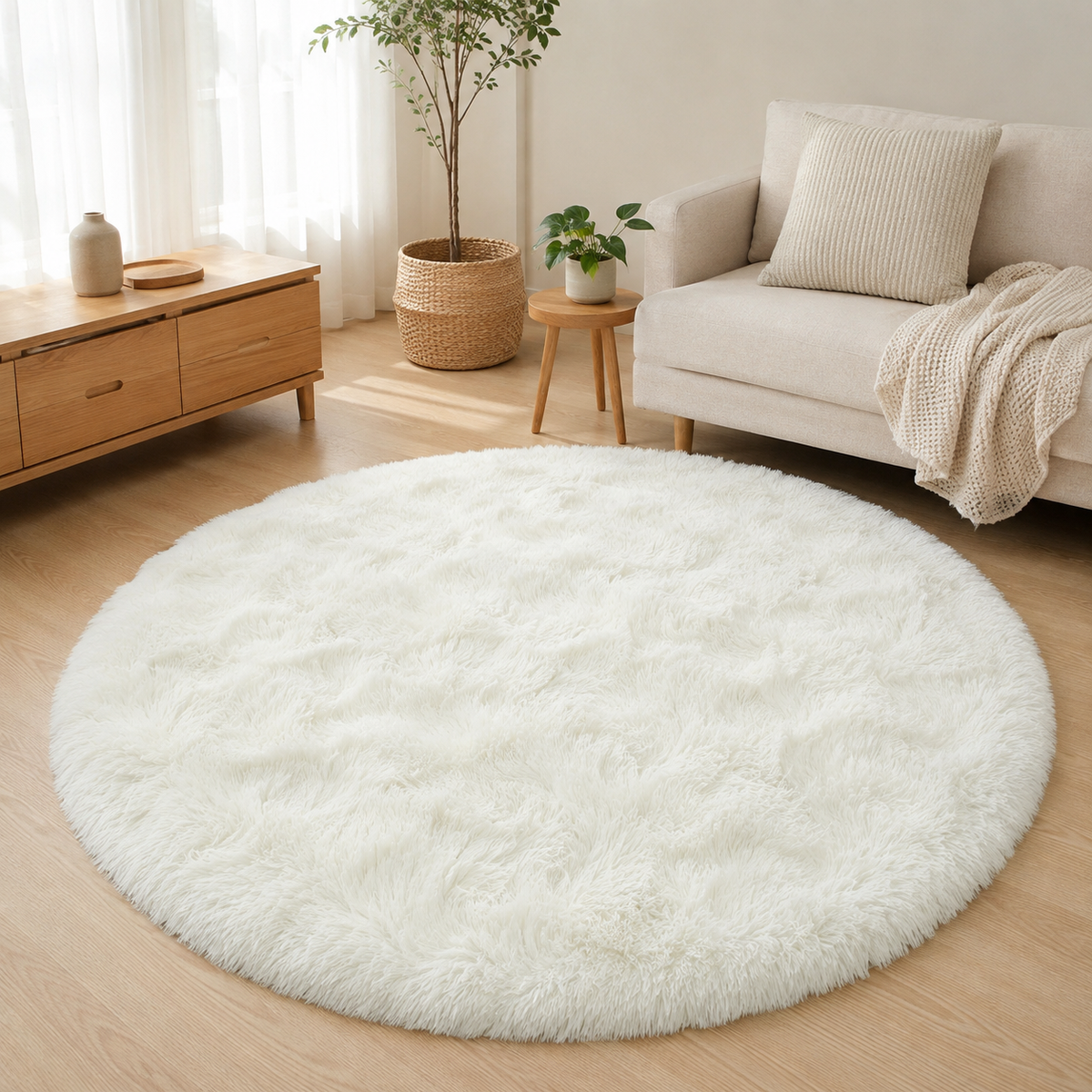 Tapis Shaggy / Poils long Rond - Noma