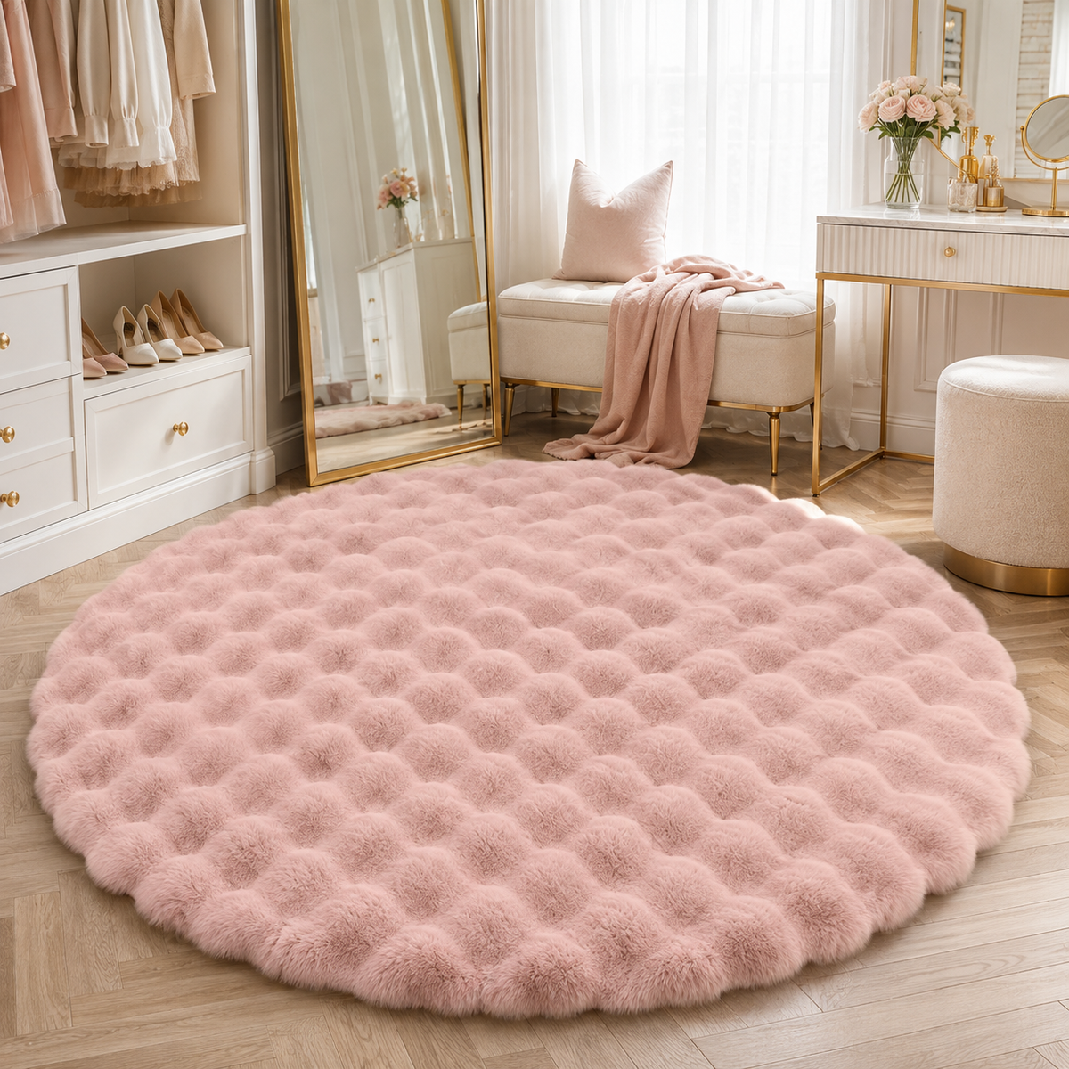 Tapis Shaggy / Poils long Rond - Elara