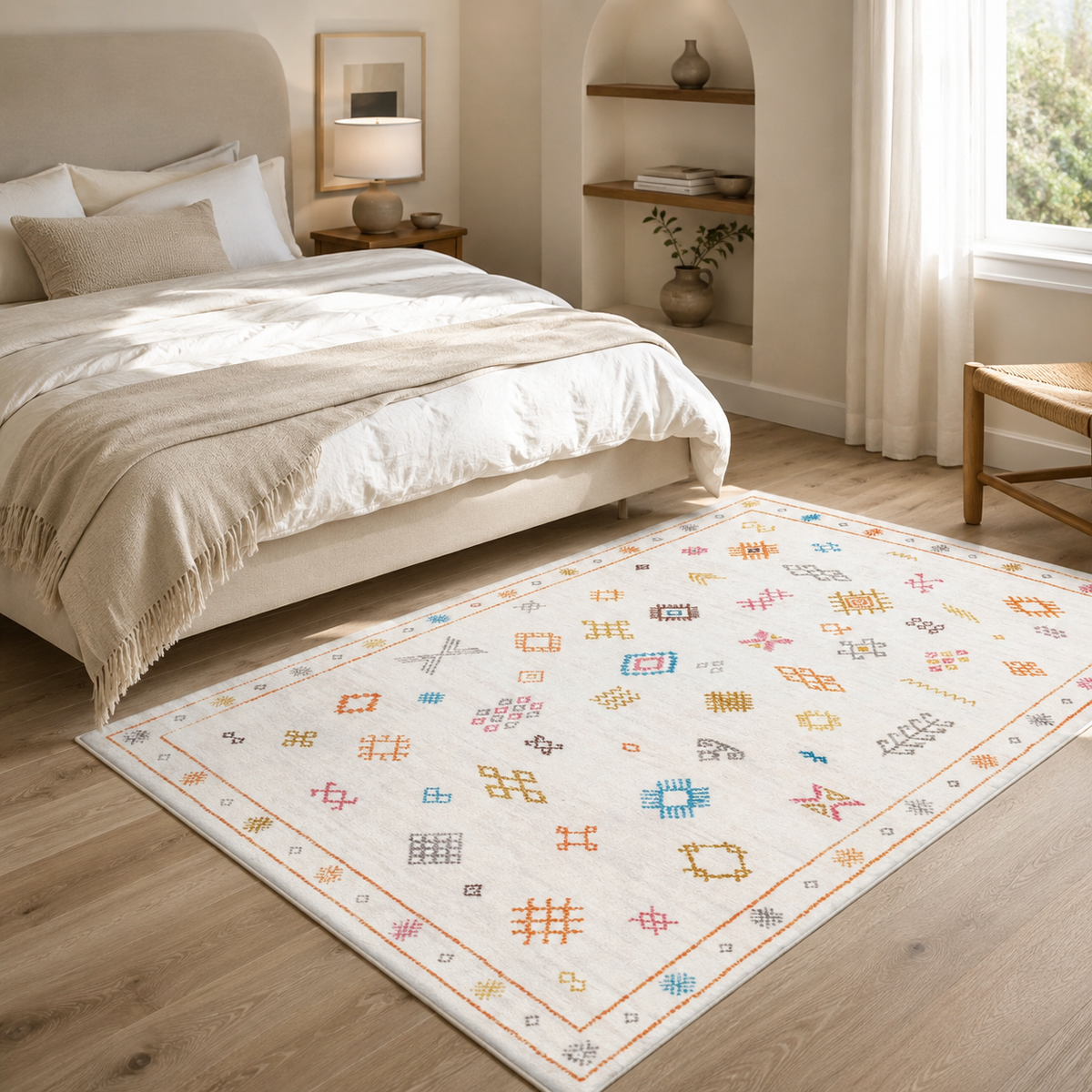 Tapis Berbère Crème Multicolore - Ourika
