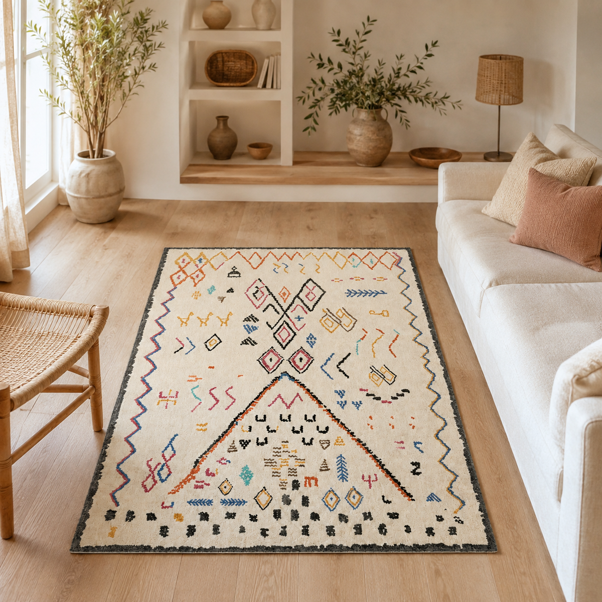 Tapis Berbère Crème Multicolore - Yuna
