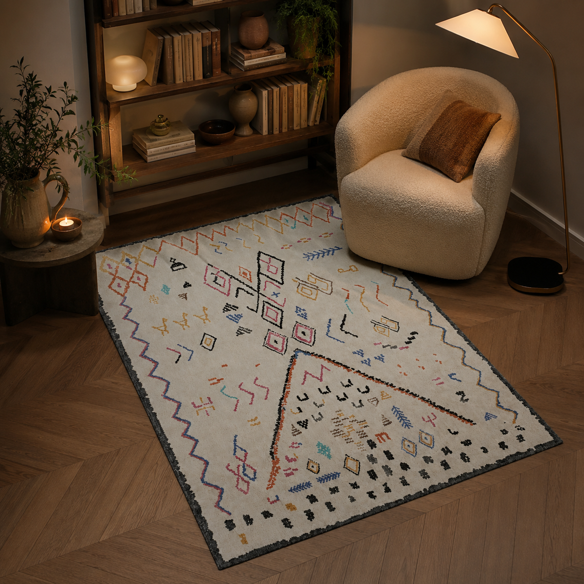 Tapis Berbère Crème Multicolore - Yuna
