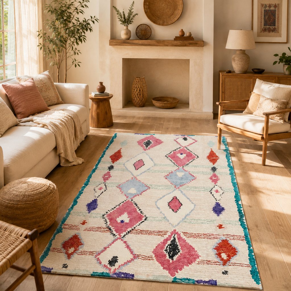 Tapis Berbère Crème Multicolore - Akka
