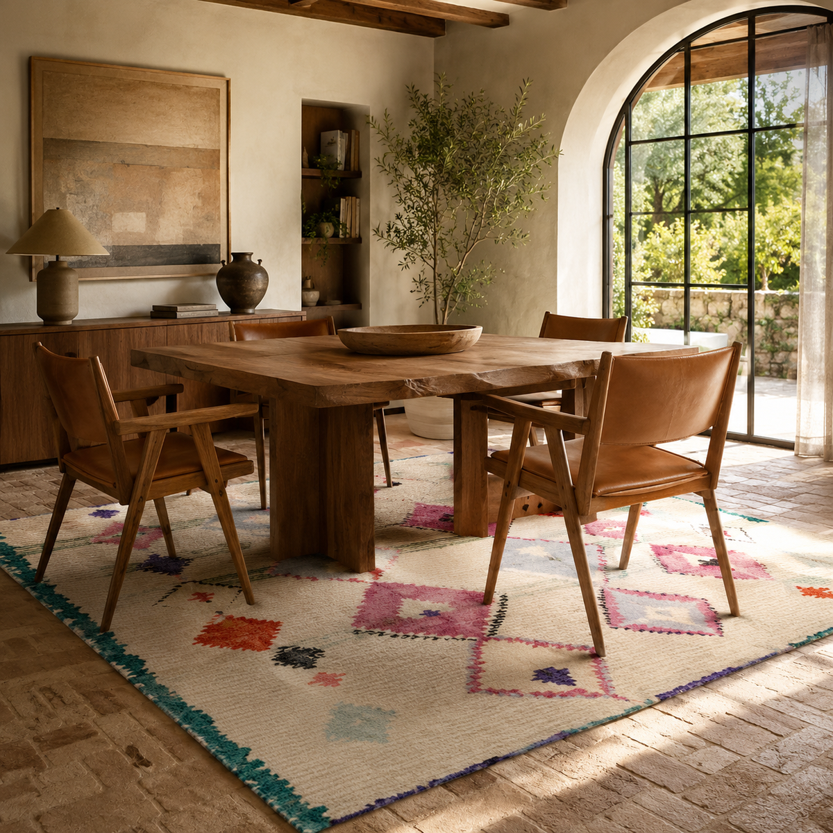 Tapis Berbère Crème Multicolore - Akka